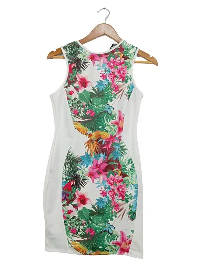 Jane Norman Freizeitkleid Damen Gr. 38 M Mehrfarbig Blumenmuster Tropisch