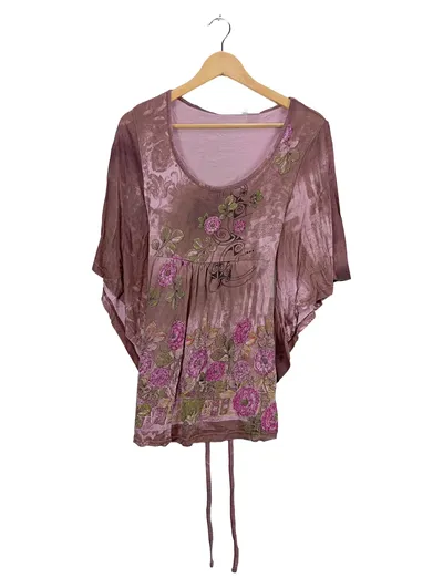 MIA LINEA Damen Bluse 36/S Blumenmuster Bohemian 3/4-Arm Viskose Mehrfarbig
