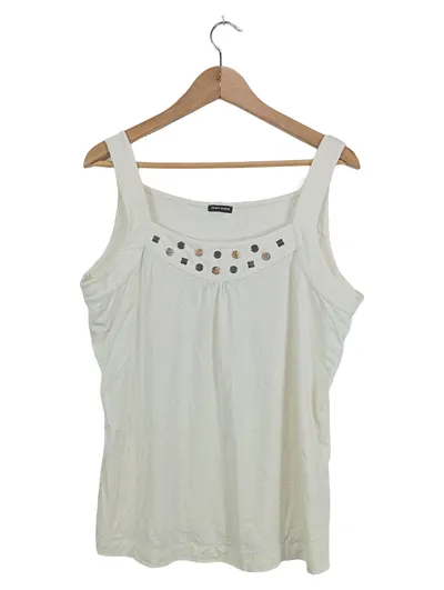 Gerry Weber Damen Top Gr. 44 Weiß Nieten Viskose Elegant