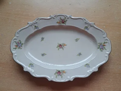 Reichenbach VEB Servierplatte Porzellan Blumenmuster Vintage 34x24cm