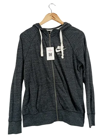 Nike Damen Sweatjacke Kapuzenjacke Grau Meliert Sportlich Gr. 38/M Logo