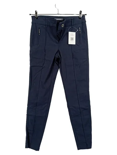 Adagio Damen Stoffhose Gr. 38 Blau Elegant Viskose Reißverschlusstaschen