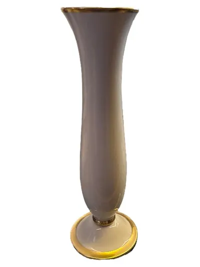 FÜRSTENBERG Porzellan Vase schlank weiß mit Goldrand 20 cm Klassisch