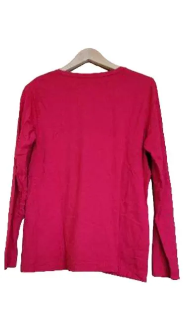 LANDS' END Damen Langarmshirt Rot Gr. L Basic Baumwolle Stretch