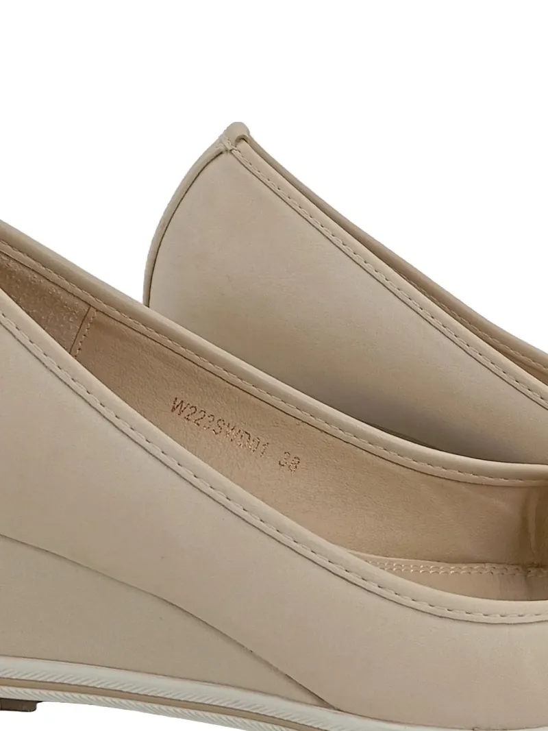 Clara Barson Ballerinas Damen Schuhe Gr. 38 Beige Klassisch Keilabsatz 3