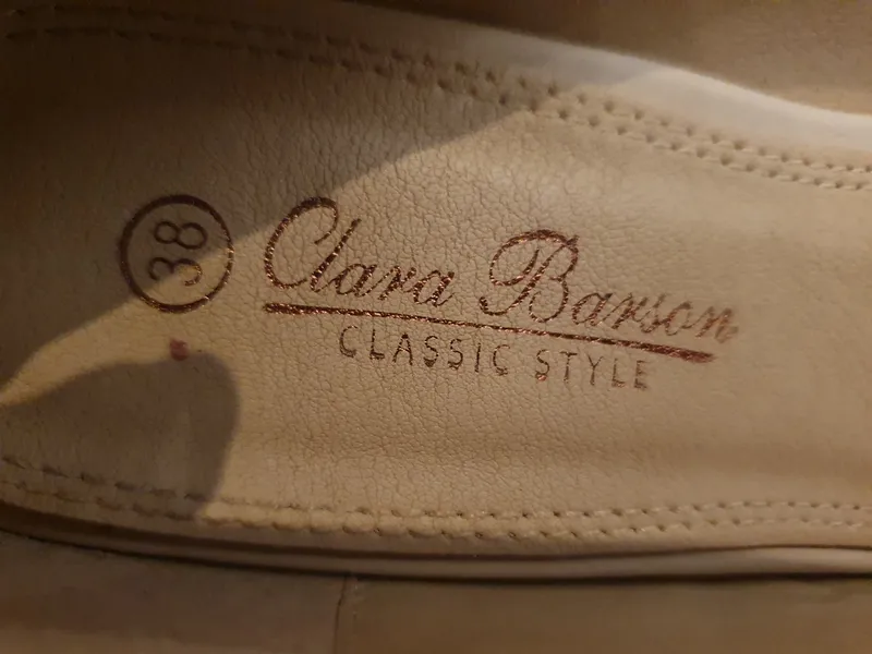 Clara Barson Ballerinas Damen Schuhe Gr. 38 Beige Klassisch Keilabsatz 4