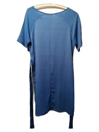 Pieces T-Shirt Kleid Damen Blau Gr. S/36 Freizeitkleid Midikleid Uni Schleife