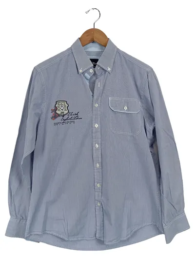 Engbers Business Hemd Herren Blau Gestreift Langarm Baumwolle Gr. 48/M