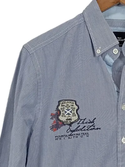 Engbers Business Hemd Herren Blau Gestreift Langarm Baumwolle Gr. 48/M