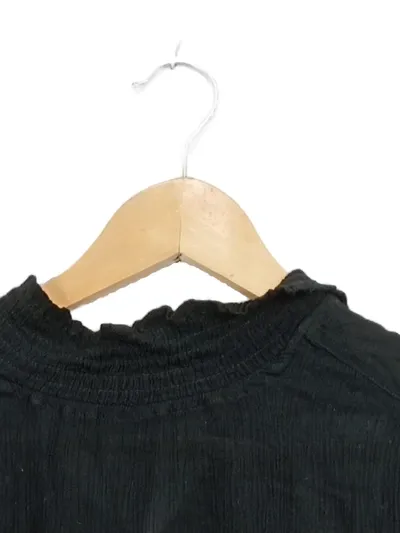 KAFFE Damen Langarmbluse Gr. 34/XS Schwarz Rüschenkragen Viskose