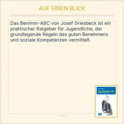 Das Benimm-ABC Josef Griesbeck Jugend Knigge Ratgeber Taschenbuch DON BOSCO