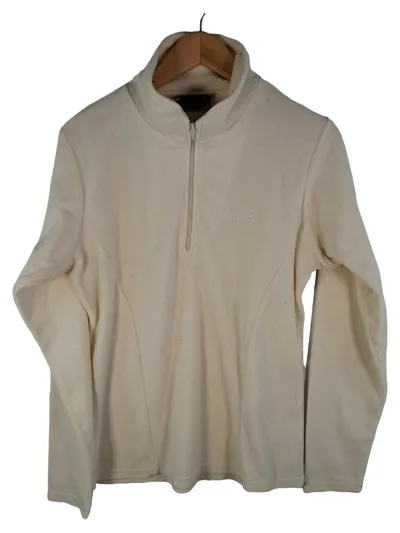 Hot Stuff Damen Fleecepullover Gr. 36/S Beige Uni Outdoor Langarm Reißverschluss