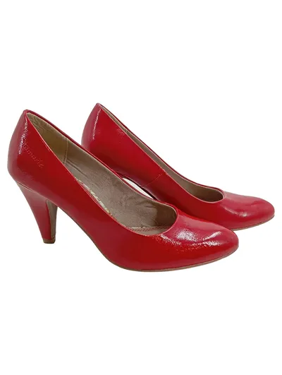 Tamaris Damen Pumps Rot Lackleder Gr. 36 High Heels Klassisch