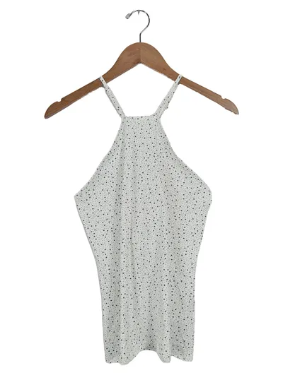 EDC Damen Top Spaghettiträger Tupfenmuster Weiß Gr. 36/S Casual