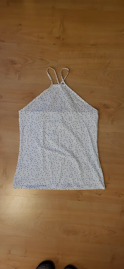 EDC Damen Top Spaghettiträger Tupfenmuster Weiß Gr. 36/S Casual