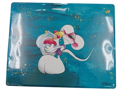 Diddl Blechschild Maus Nostalgisch Blau Metall Wanddeko 40x30cm