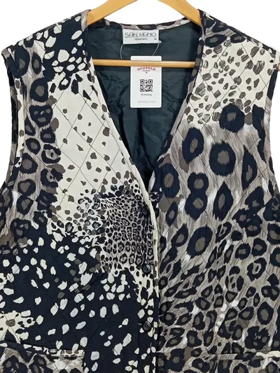 San Remo Damen Steppweste Animal Print Ärmellos Freizeit Gr. 44 XXL