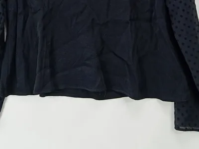 ZARA Damen Langarmshirt Gr. 38/M Schwarz Feminin Punkte Rüschen