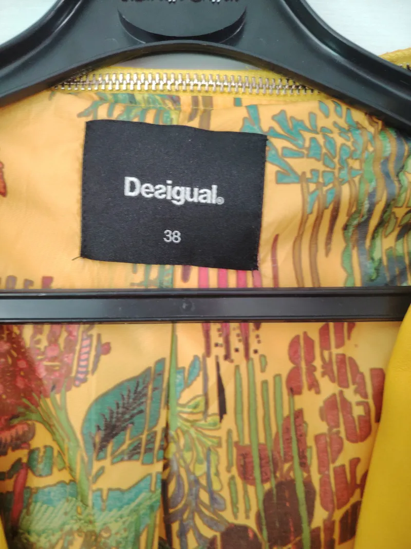 Desigual Damen Lederjacke Bikerjacke Gelb Gr. 38 Kunstleder Urban 3