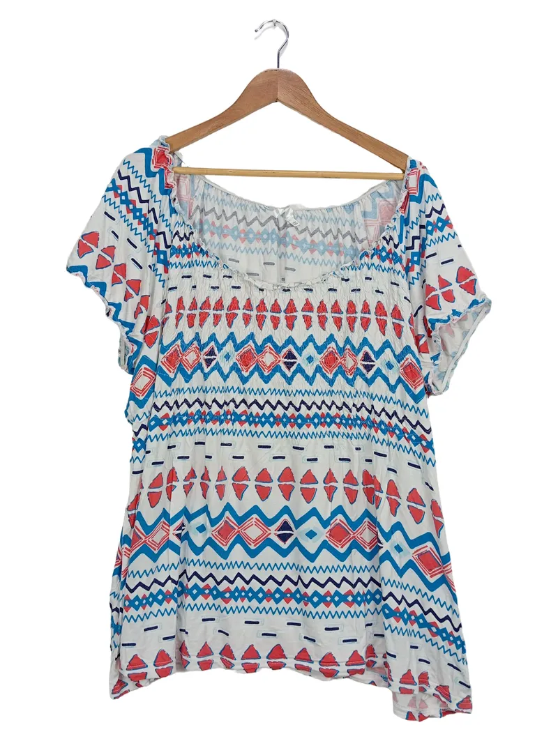 bpc Damen Bluse Shirt Mehrfarbig Gr. 52/54 Viskose Farbenfroh Grafisch 1