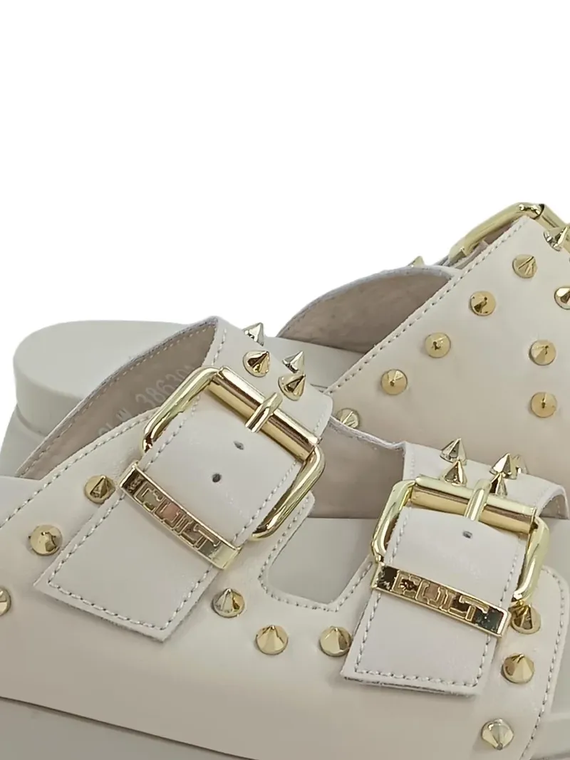 CULT Damen Plateausandalen Beige Gr. 36 Modisch mit Nieten & Schnallen 4