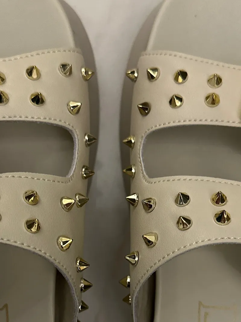 CULT Damen Plateausandalen Beige Gr. 36 Modisch mit Nieten & Schnallen 5