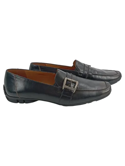 Paul Green Damen Loafer Slipper Leder Schnalle Schwarz Gr. 43