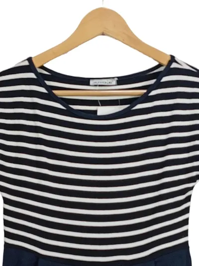 Angie Damen Freizeitkleid Maritim Gestreift Blau Gr. 36/S Falten Viskose