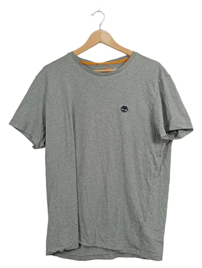 Timberland Herren T-Shirt Grau Meliert Slim Fit Gr. XL Logo Basic