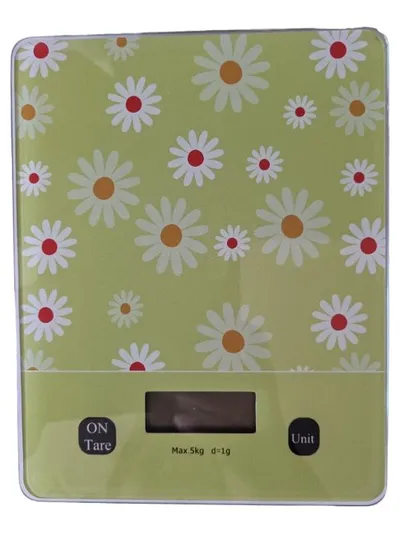 NEMOTEC Digitale Küchenwaage Blumenmuster Max 5kg Grün Weiß