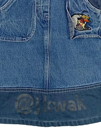 AJK Mädchen Jeans Latzkleid Tiermotiv Blau Gr. 92 Casual Baumwolle