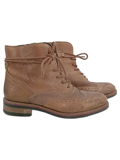 Belmondo Damen Leder Schnürstiefeletten Braun Gr. 40 Stiefelette