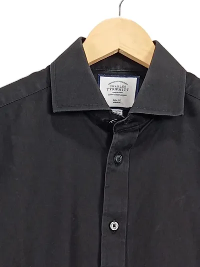 Charles Tyrwhitt Herren Business Hemd Gr. 39 Klassisch Schwarz