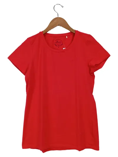 SOCCX Damen T-Shirt Kurzarm Rot Uni Gr. 40/L Basic Casual Logo