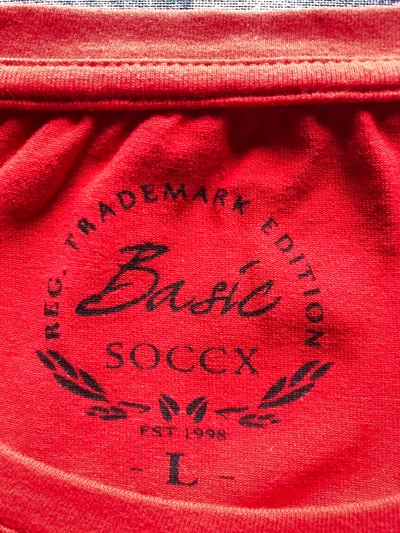 SOCCX Damen T-Shirt Kurzarm Rot Uni Gr. 40/L Basic Casual Logo