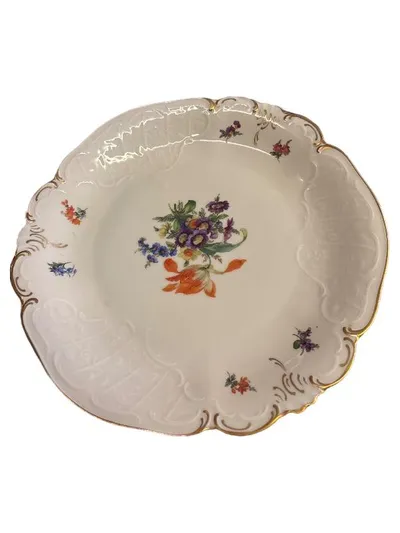 Fürstenberg Servierplatte 31cm Blumenmuster Klassisch Weiß Porzellan Festlich