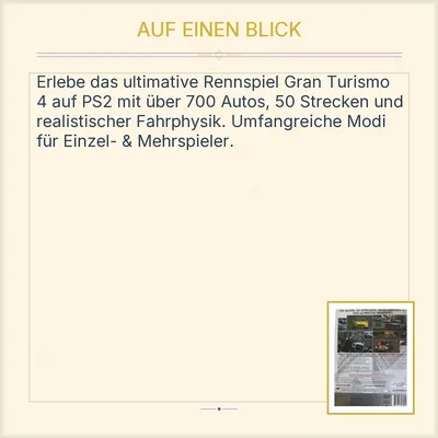 Gran Turismo 4 Sony PlayStation 2 PS2 Rennspiel 700 Autos 50 Strecken