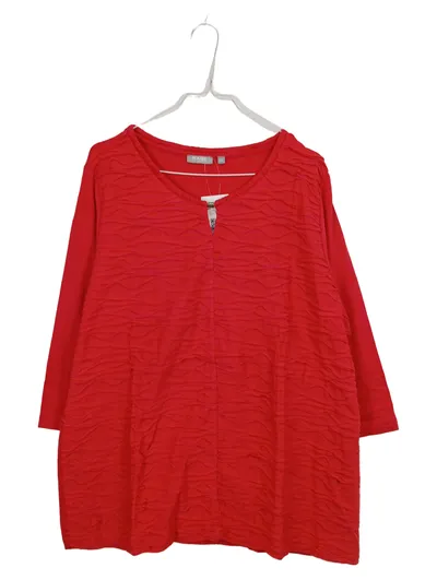 RABE Damen Bluse Shirt Gr. 50 Rot Strukturmuster 3/4-Arm Viskose