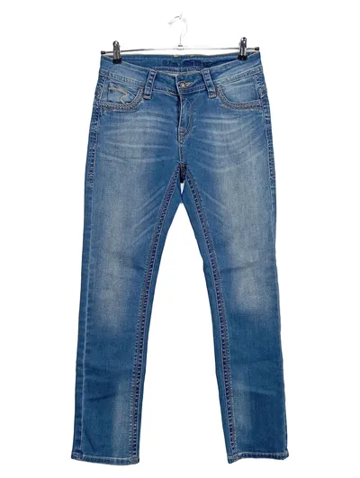 Blue Monkey Damen Jeans Slim Fit Blau W32 L32 Nieten Stretch