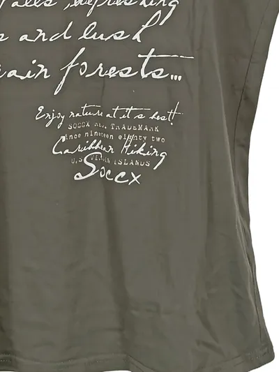 SOCCX Damen T-Shirt Gr. 40/L Grün Casual mit Schriftzug