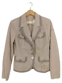 Airfield Damen Blazer Baumwolle Beige Gr. 36 S Stickerei Strass 1