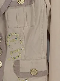 Airfield Damen Blazer Baumwolle Beige Gr. 36 S Stickerei Strass 2