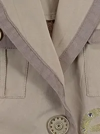 Airfield Damen Blazer Baumwolle Beige Gr. 36 S Stickerei Strass 3