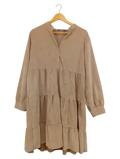ZABAIONE Cord Kleid Damen Freizeitkleid Beige XXL Casual