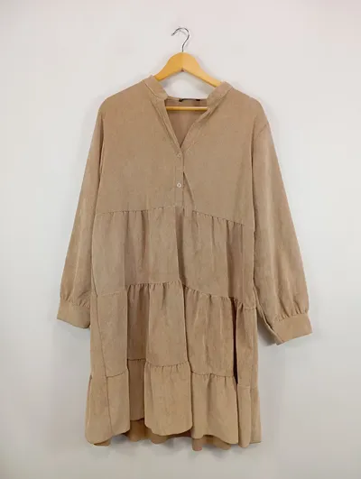 ZABAIONE Cord Kleid Damen Freizeitkleid Beige XXL Casual