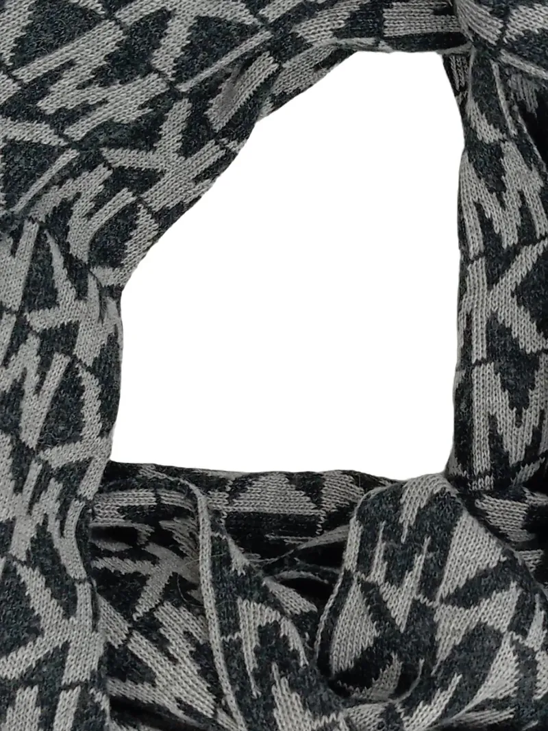 Michael Kors Damen Schal Grau Logo Monogramm Wolle 170cm 2