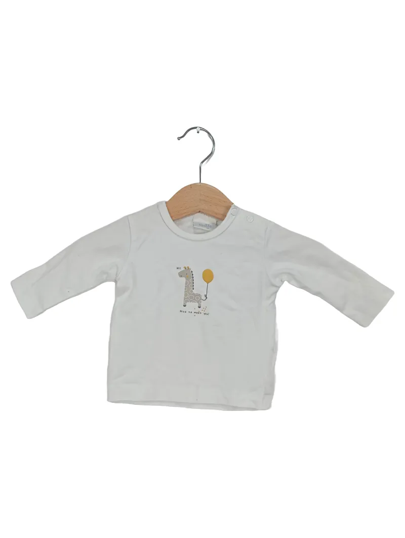 Feetje Langarmshirt Baby Junge Gr. 56 Weiß mit Giraffen Motiv Casual 1
