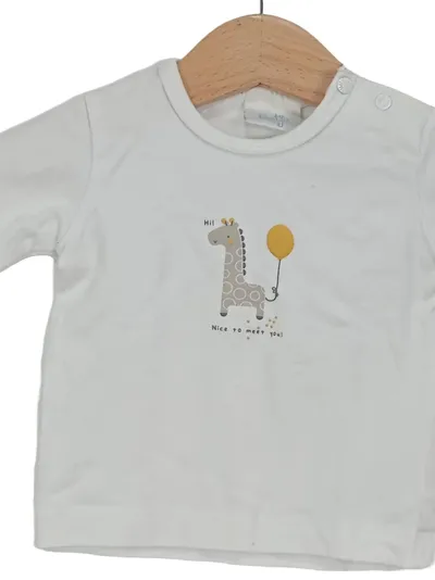 Feetje Langarmshirt Baby Junge Gr. 56 Weiß mit Giraffen Motiv Casual