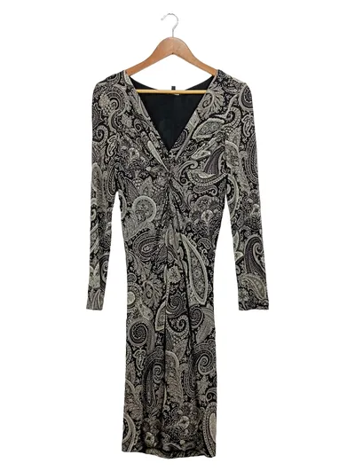 ETRO Milano Damen Wickelkleid Gr. 46 Paisley Viskose Langarm Italien