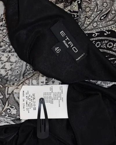 ETRO Milano Damen Wickelkleid Gr. 46 Paisley Viskose Langarm Italien